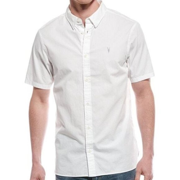 Allsaints Riviera Short Sleeve Button-Up Shirt in White Size Medium - Picture 1 of 4